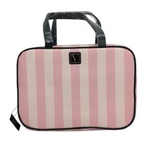 NWT VICTORIA’S SECRET Signature Stripe Everything Travel Make Up Case GIFT IDEA